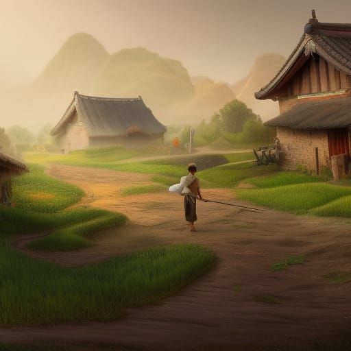 Banpo village,farmers,farmhouse, millet field