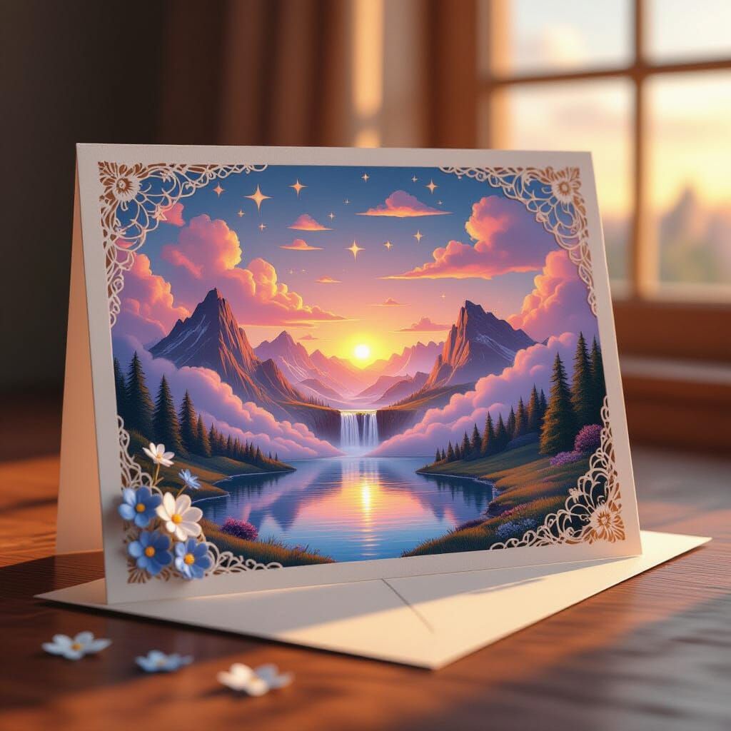 Surreal Landscape Postcard Dreamscape in Warm Light
