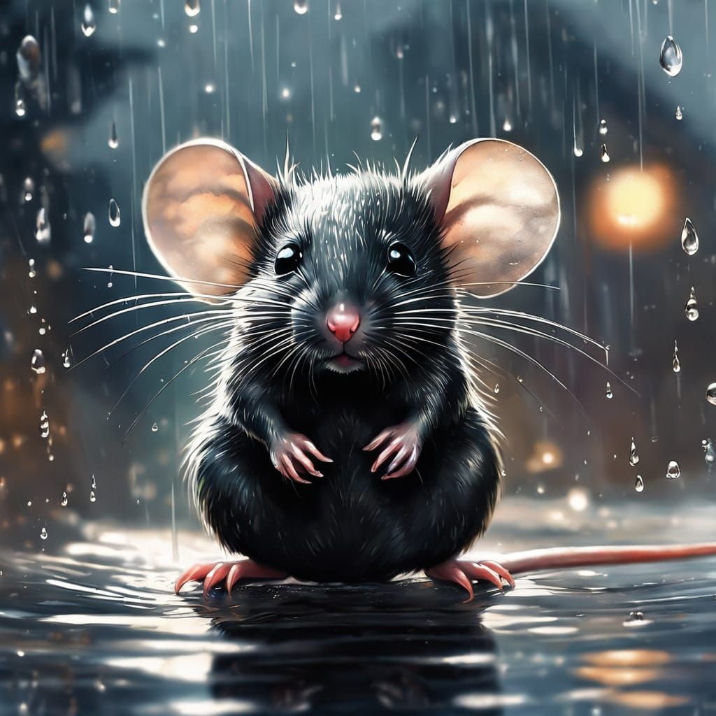 mouse in rain - AI Generated Artwork - NightCafe Creator