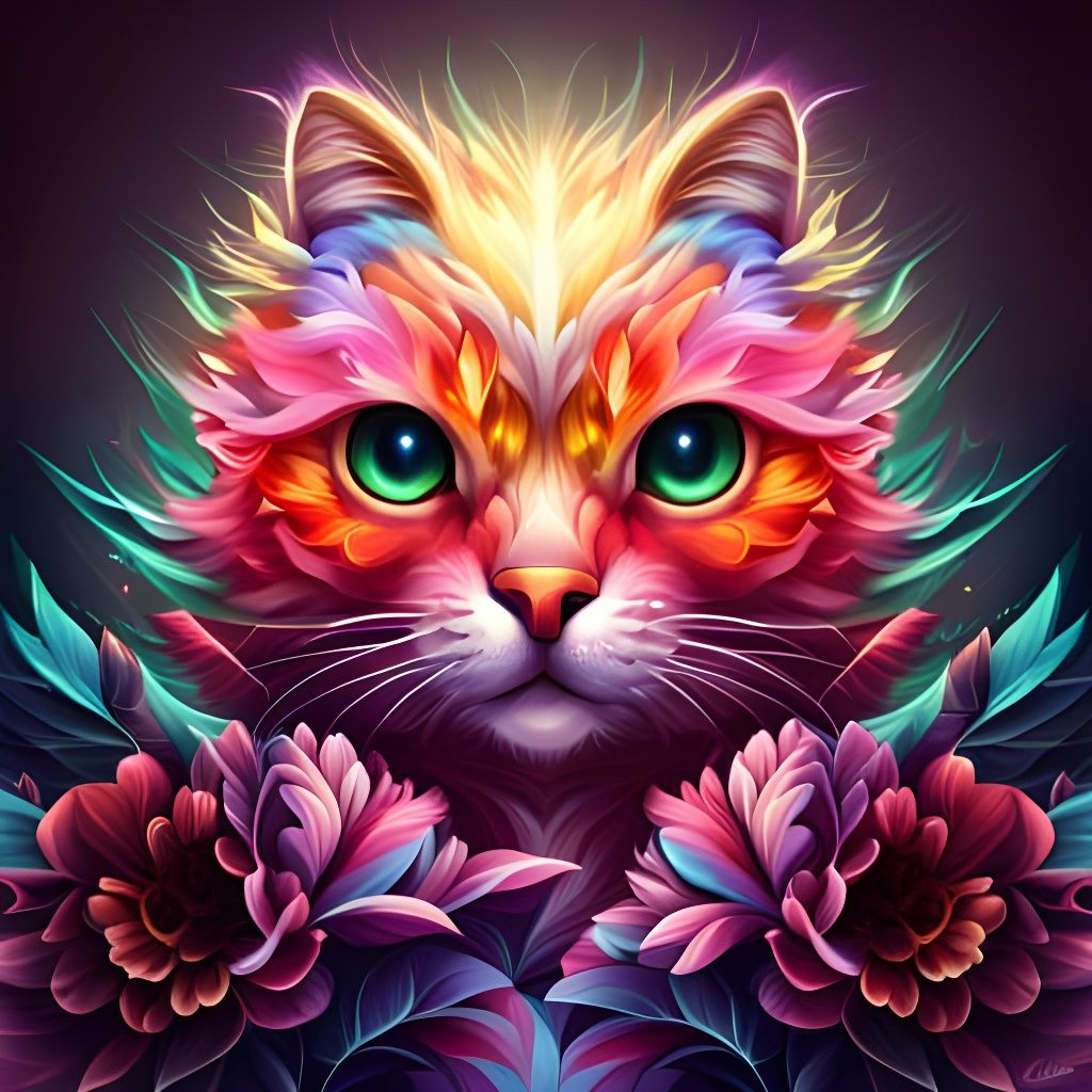 Cat Of Flowers - Ai Generated Artwork - Nightcafe Creator