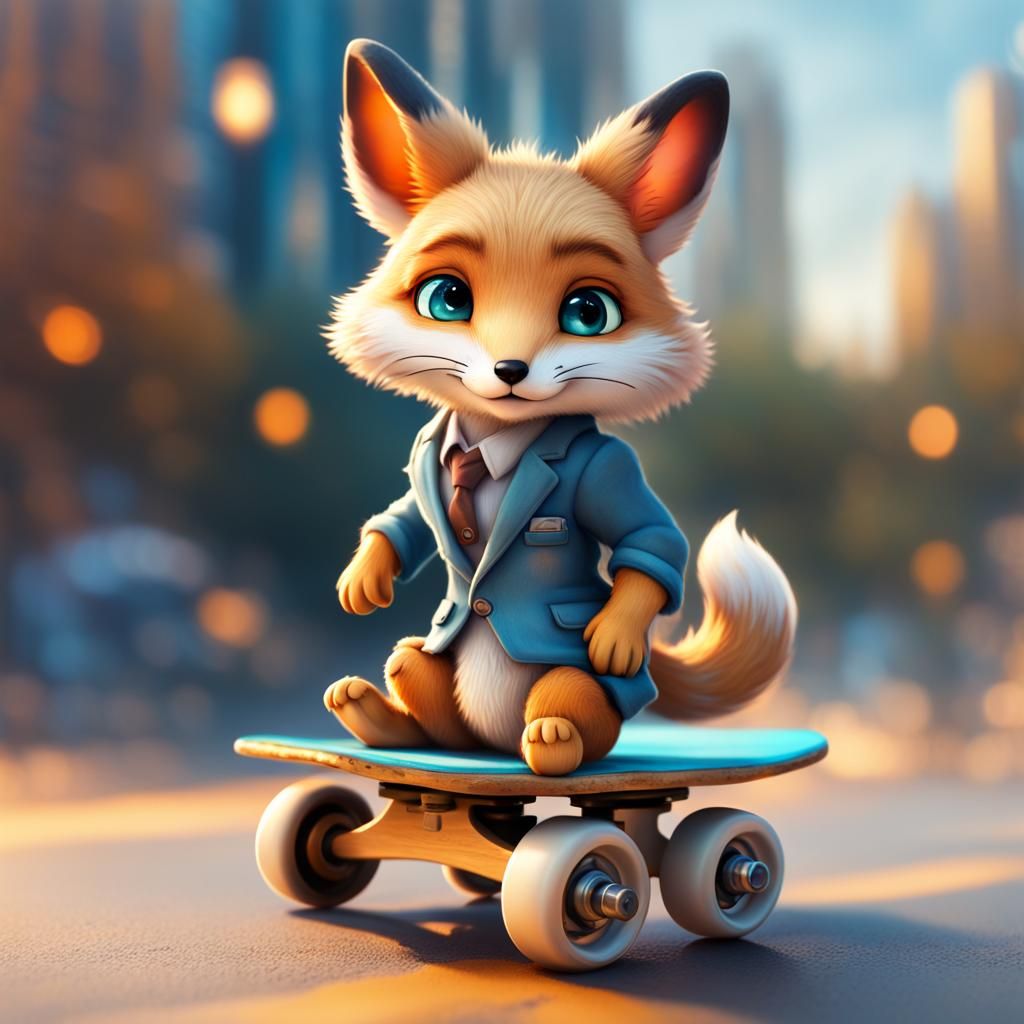 Foxie & Skateboard 🛹 - AI Generated Artwork - NightCafe Creator