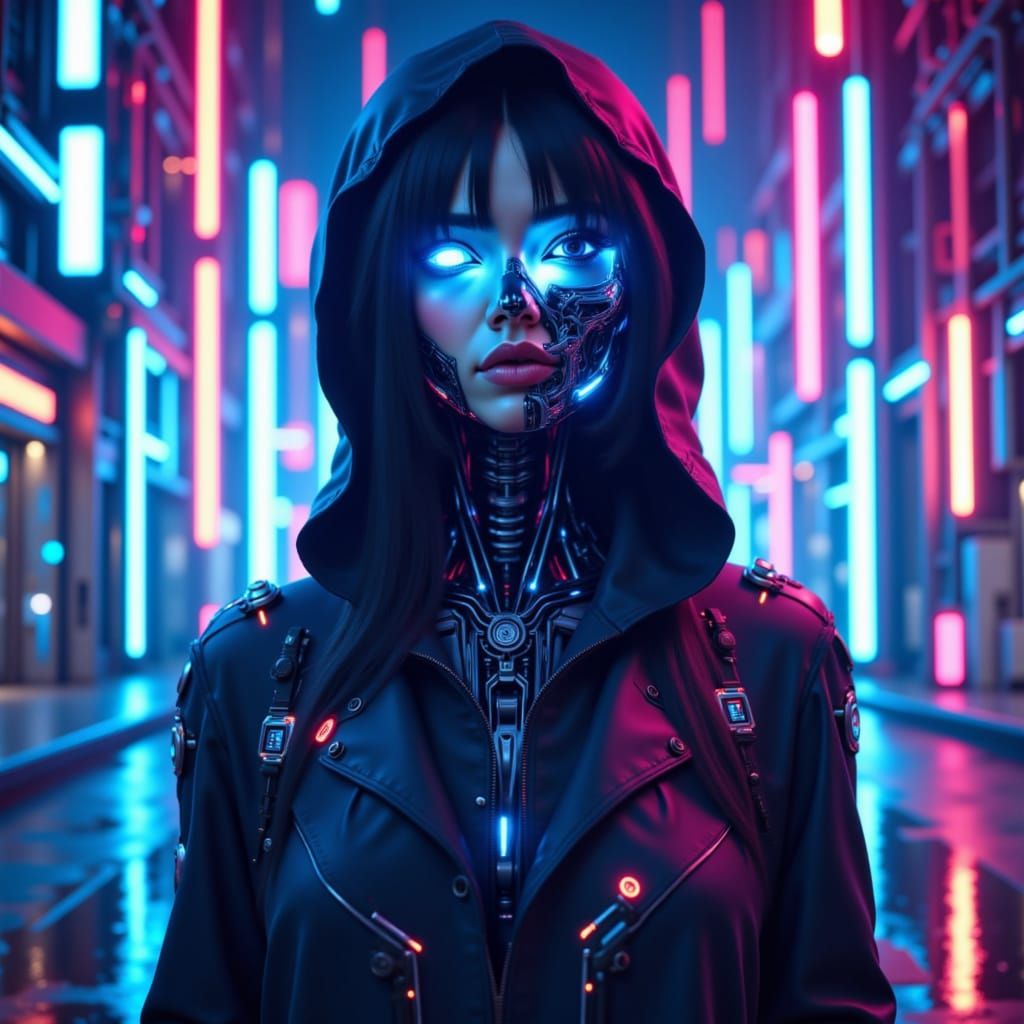 CYBORG;

Female Cyborg. <lora:The Ciborg of Red:1.0>