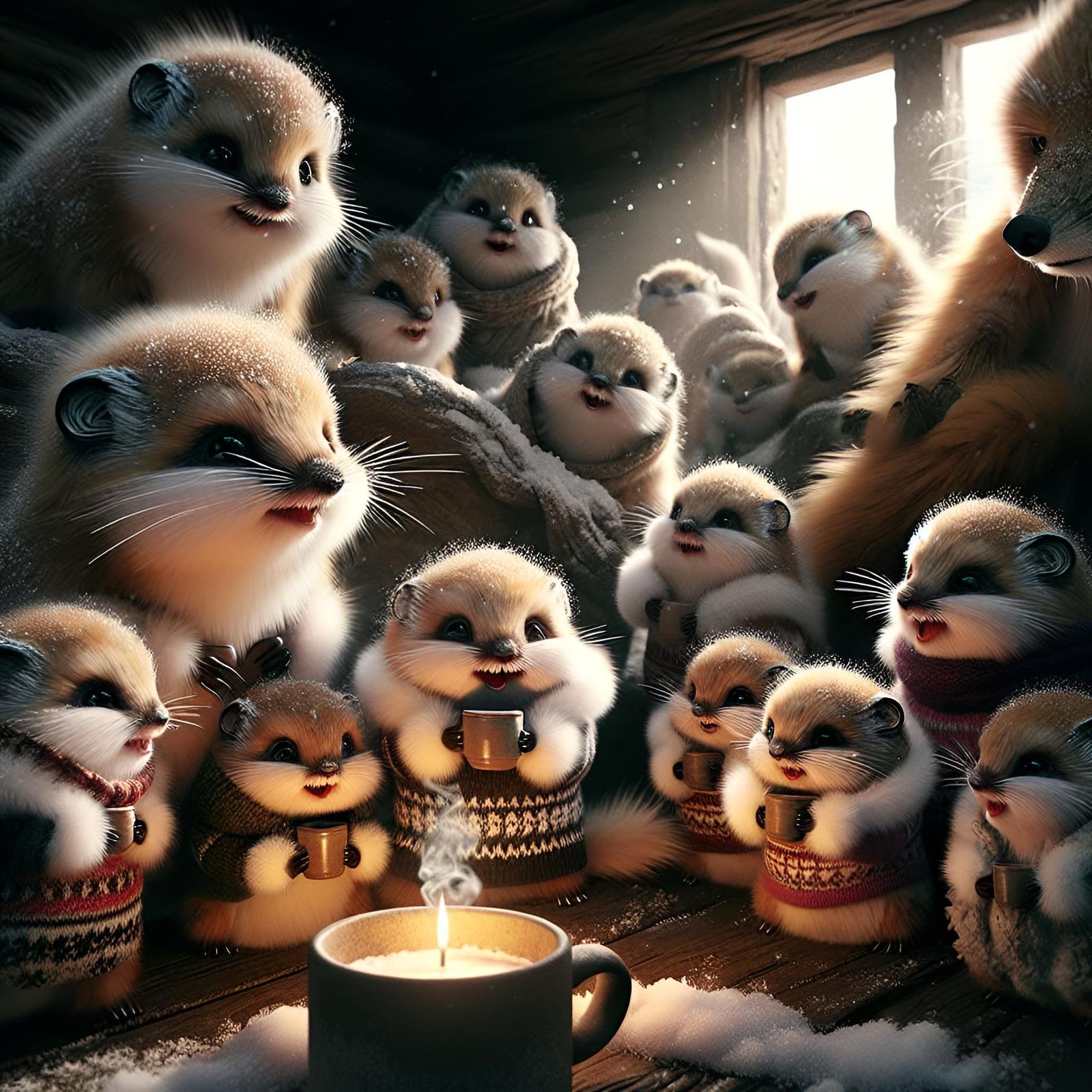 Lemmings' Cozy Den Interrupted: 4K Digital Art