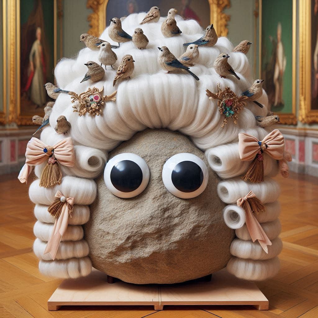 Pet Rock Wearing Wig