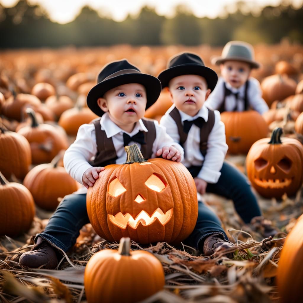 Three babies wearing diapers and wearing fedoras, using crossbows to ...