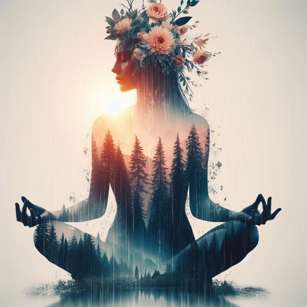 double exposure beautiful fantasy DALL-E 3 portrait landscap...