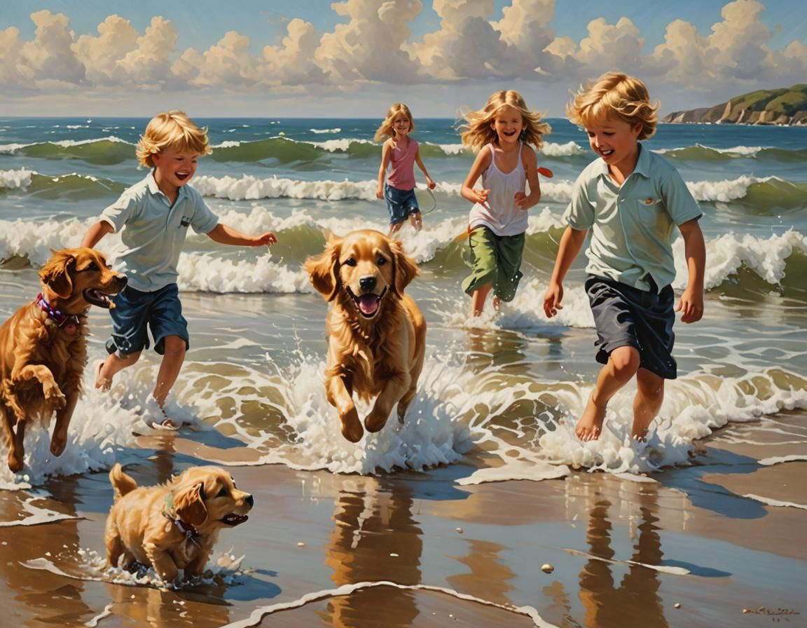 Playing in the waves