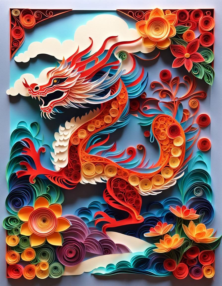 Kirigami Dragon - Ai Generated Artwork - Nightcafe Creator