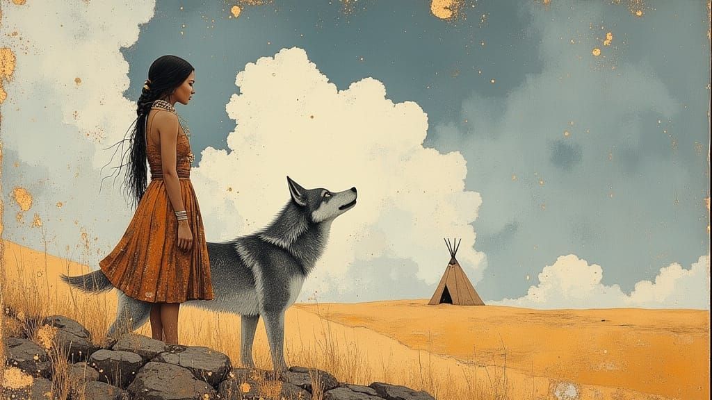 Combine background with person and wolf - Start Image 2