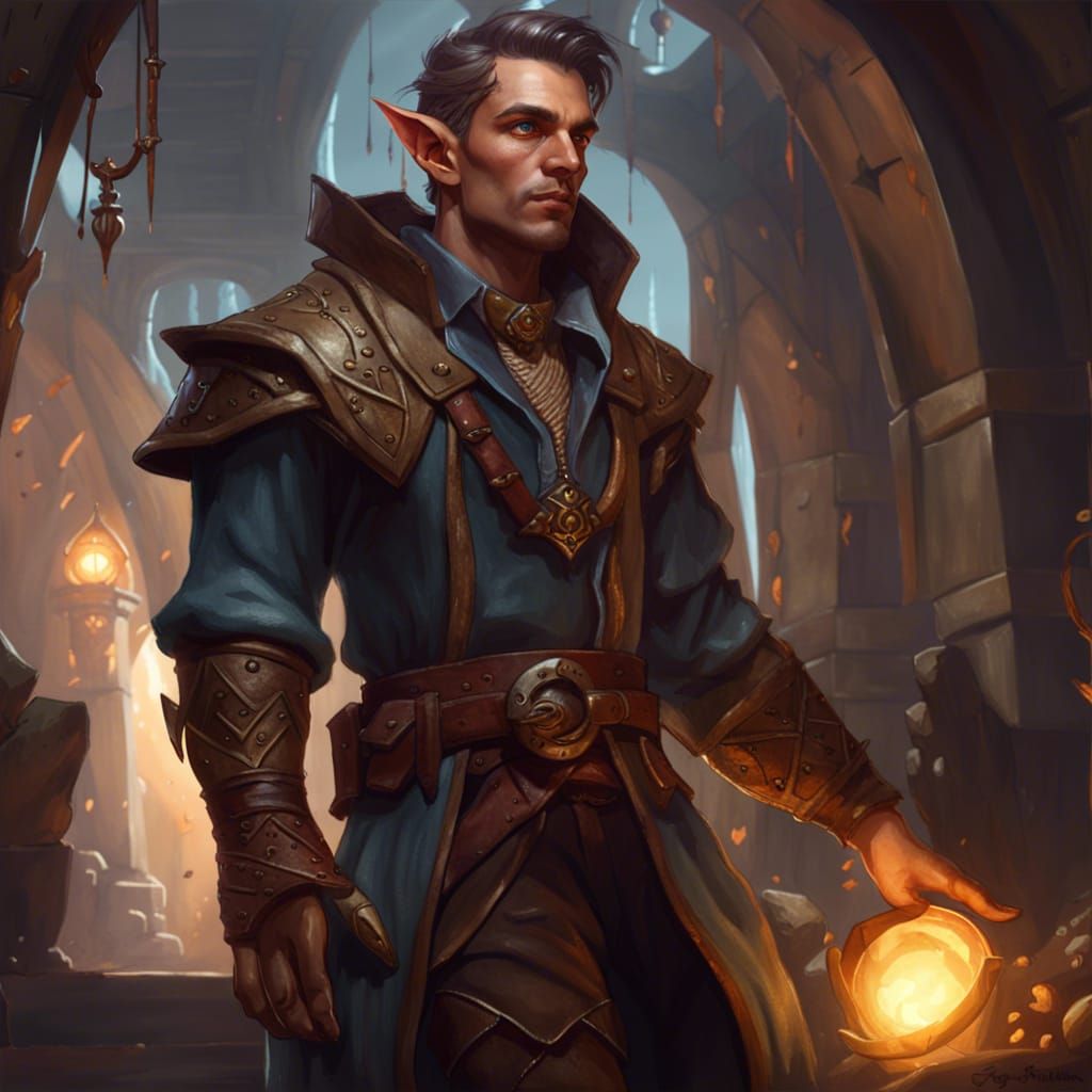 Male Half Elf Artificer Tinker Adventurer - AI Generated Artwork ...