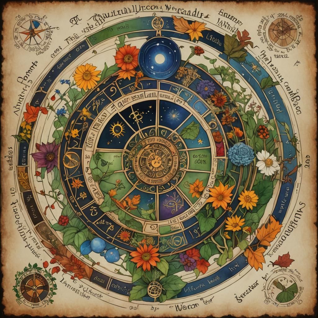 Beautiful whimsical Wiccan Wheel of The Year.