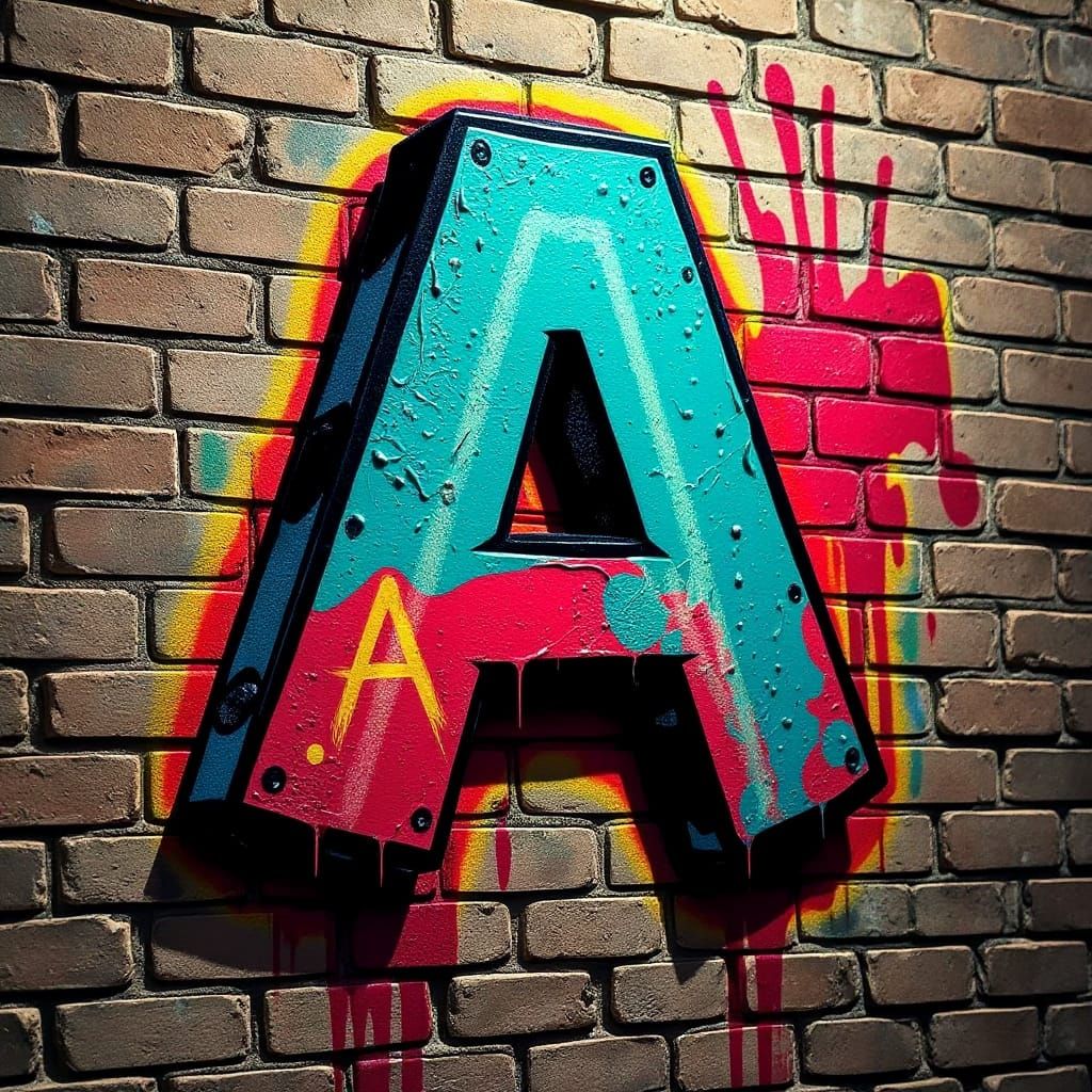 Text Transformation with Letter A in Digital Art Style