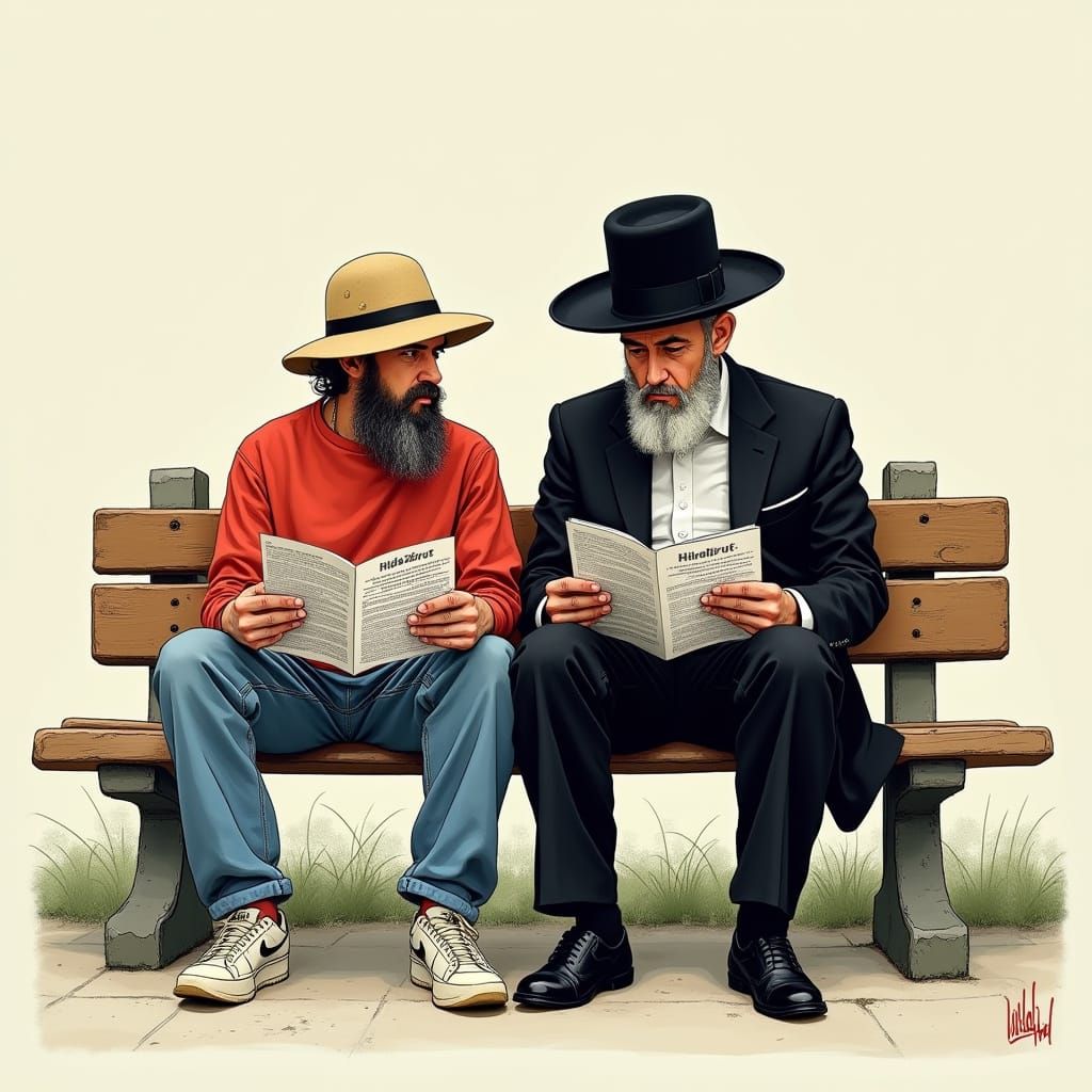 Men Read Together: Realism Style Image