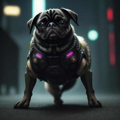 Cyberpunk Pug Dog 1 - AI Generated Artwork - NightCafe Creator