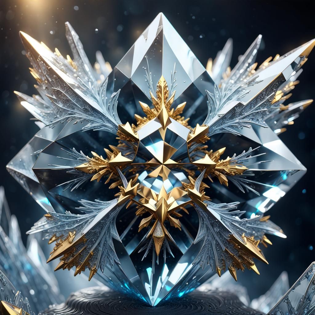 Ice crystal gold diamond sculpture beautifully breathtaking