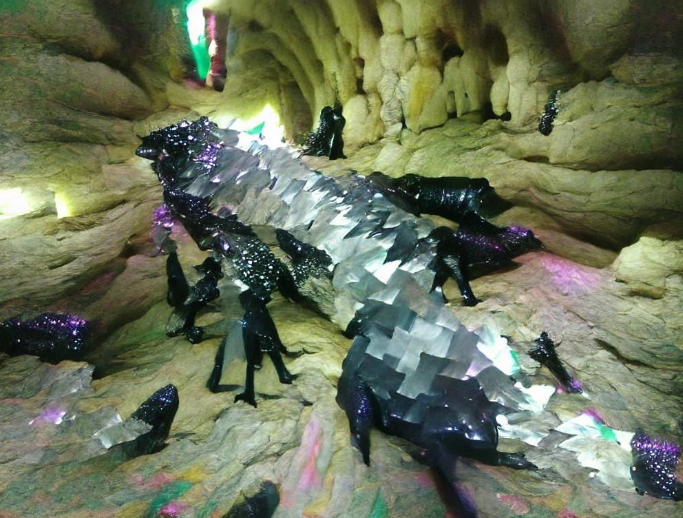 iguana made out of obsidian