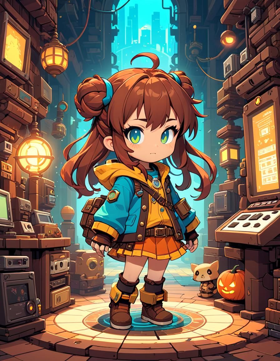 Cartoon Pixel Art Illustration in Anime Aesthetic