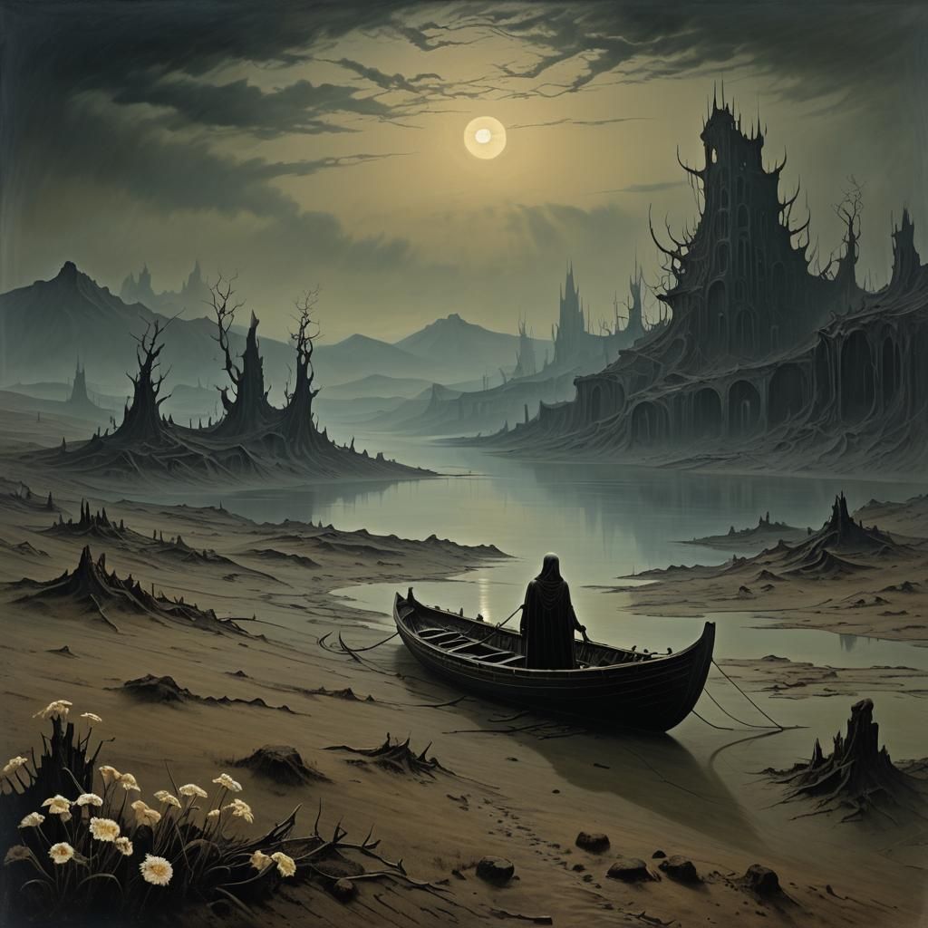 The Asphodel Fields with doomed souls in Tartarus   by @undefined