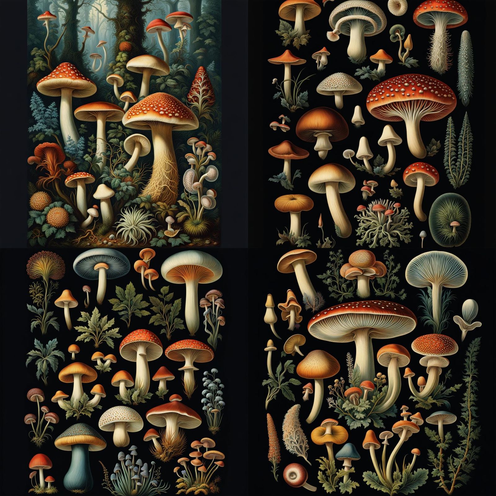 Vintage Mushrooms Ernst Haeckel Botanical Print Colourful Epic 