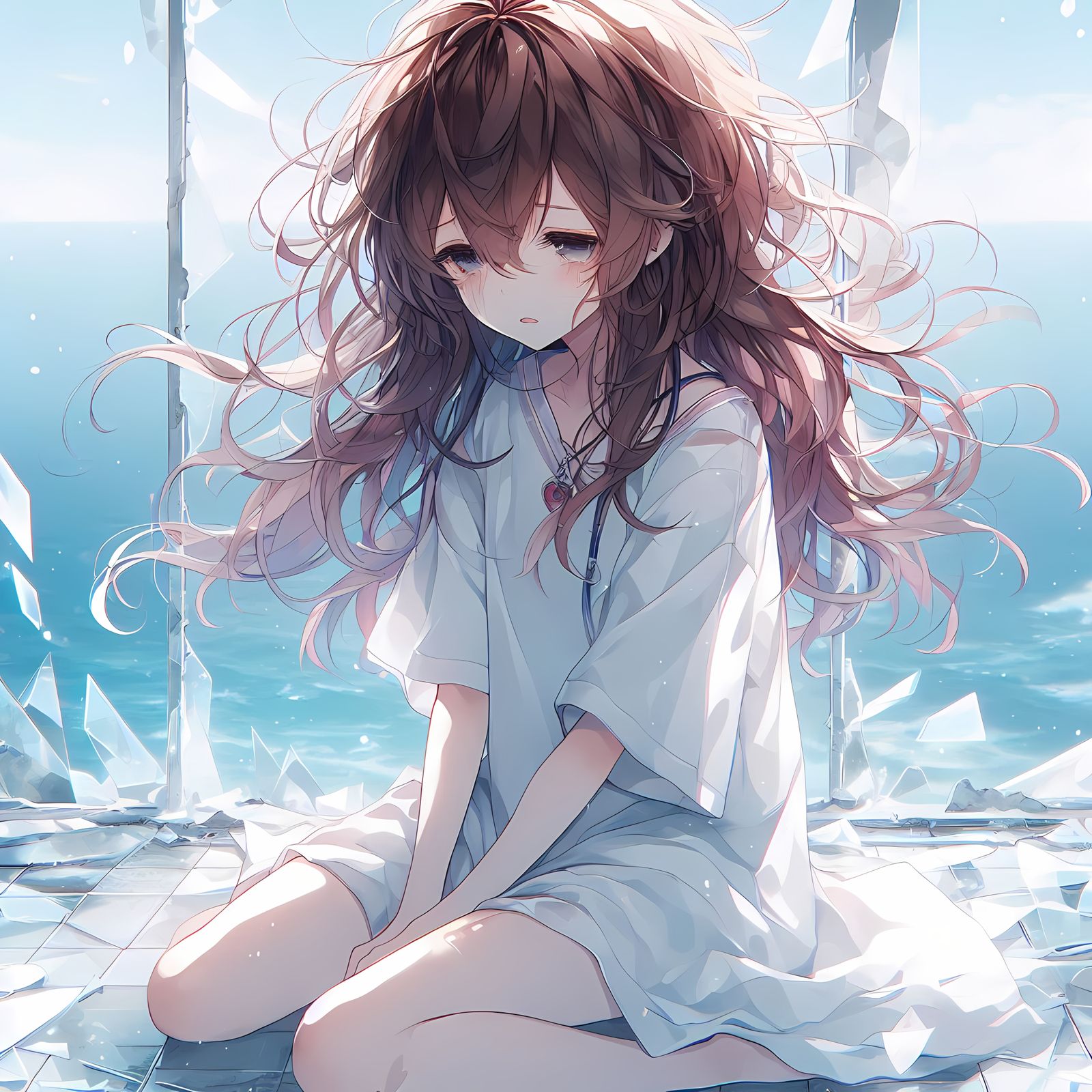 κάθομαι και κλαίω και απέραντη γυάλινη θάλασσα