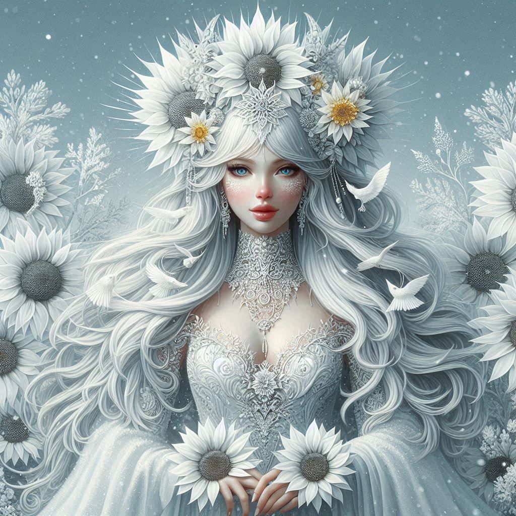 White Sunflower Snow Goddess