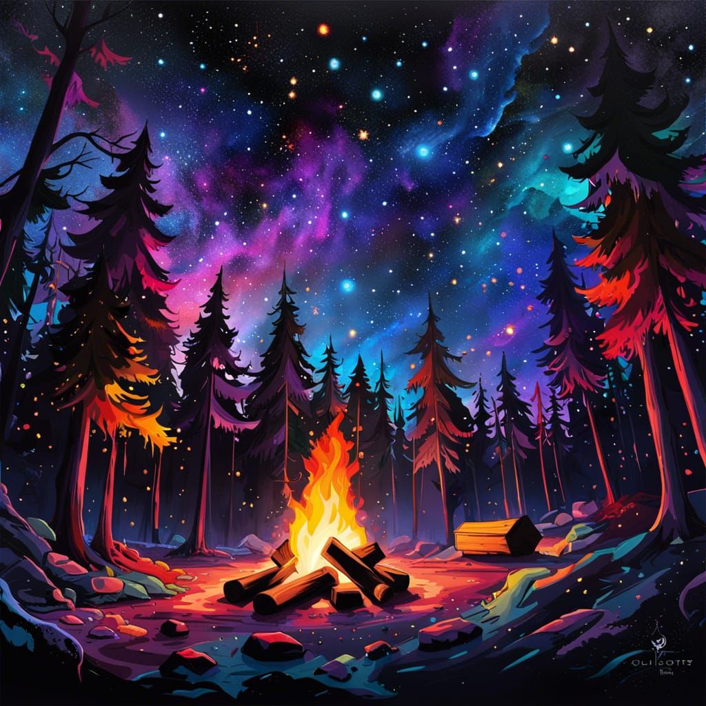 Campfire under the Night Sky  by @GeoJewel