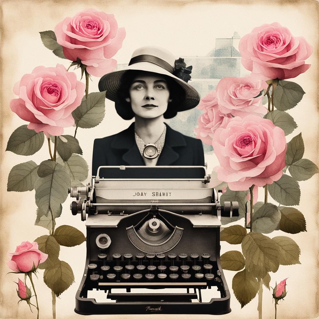 Long wide deep shot.  Digital watercolor of a vintage woman ...