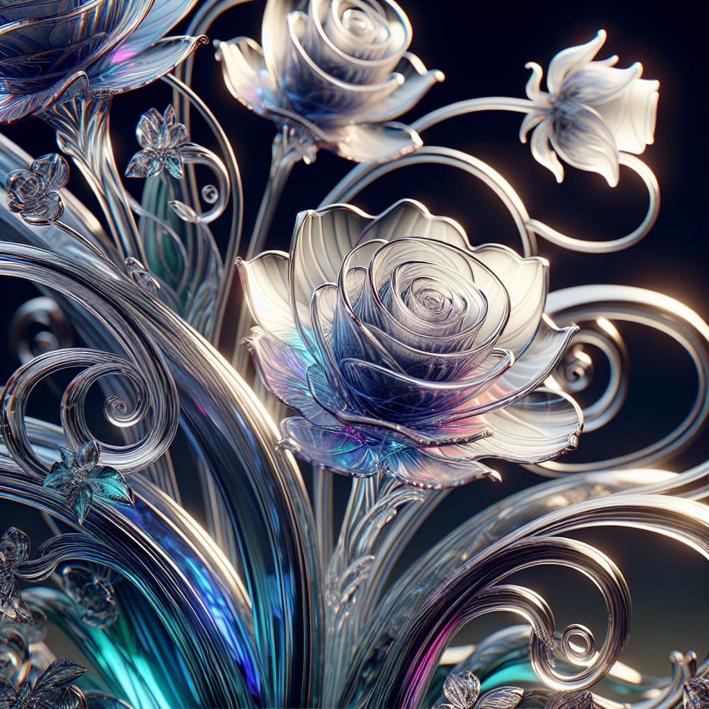 FROSTED GLASS ROSES 2