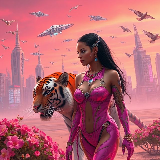 Woman with tiger #1