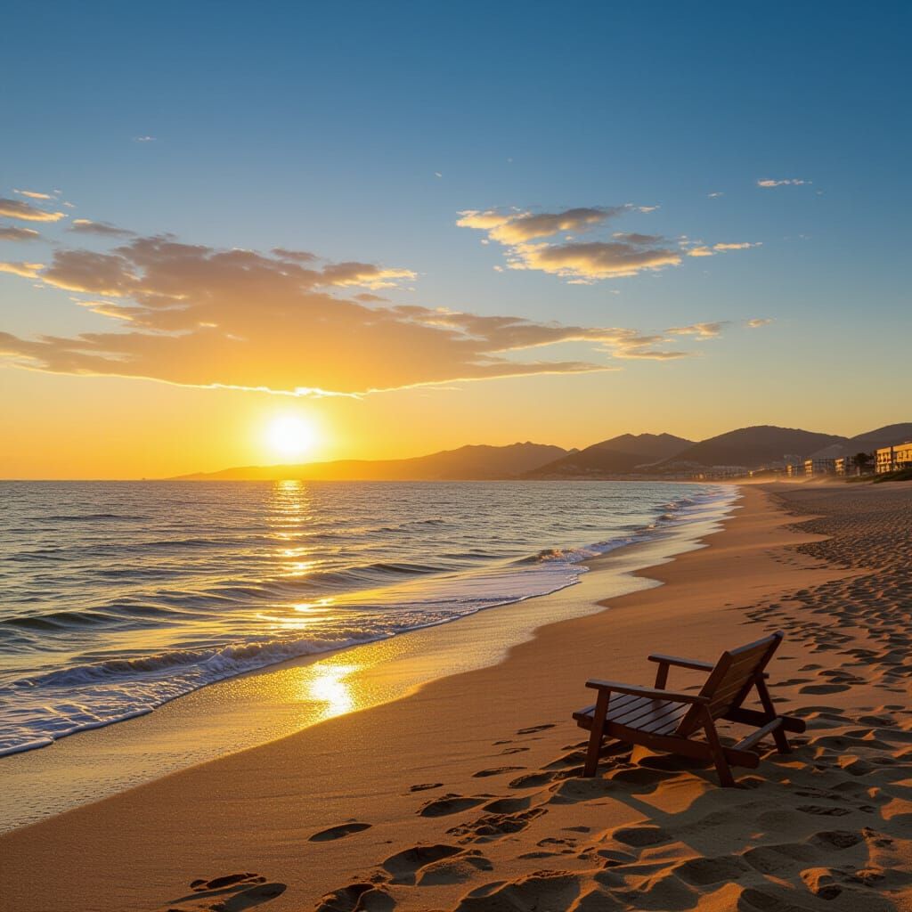 Spectacular Sunset Over a Calm Beach