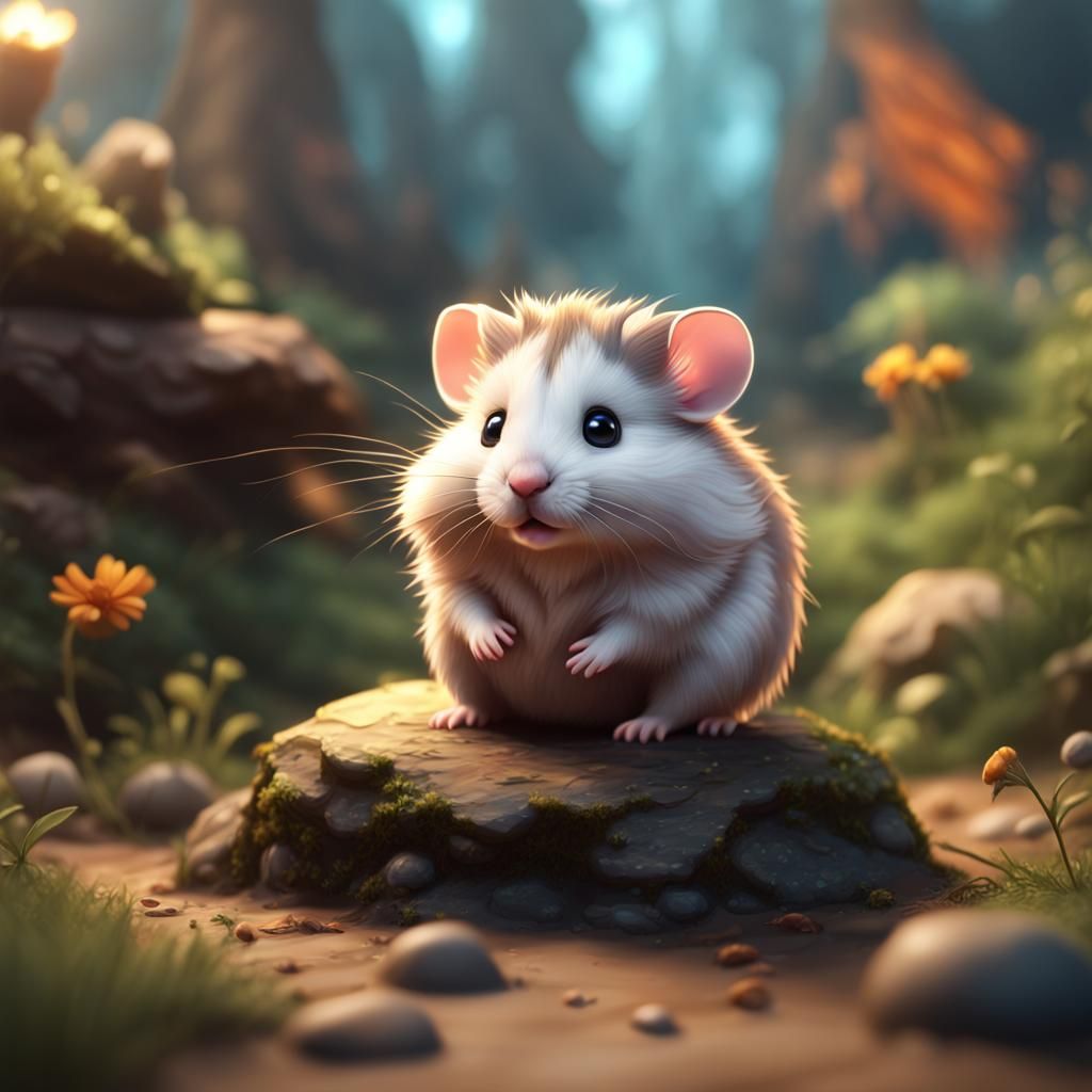 A chibi small cute hamster cub