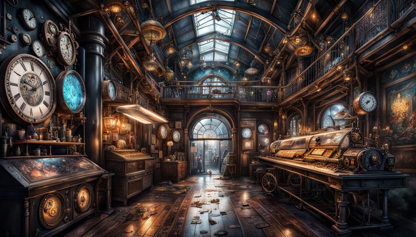 Steampunk Electric Dreams in Watercolour Style