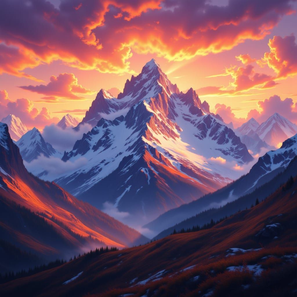 Mountain sunsets <lora:Mountain Sunsets:1.0>