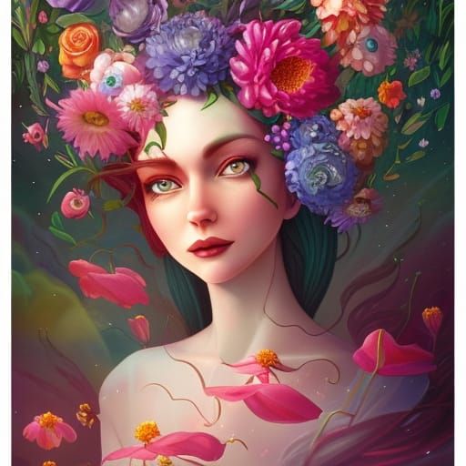 Queen of flowers 2💐 - AI Generated Artwork - NightCafe Creator