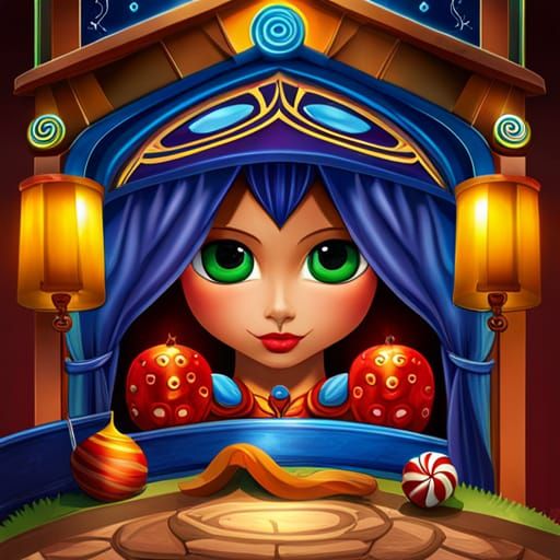 Magical Candy Shop, Vibrant, detailed, and tasty-looking cre...