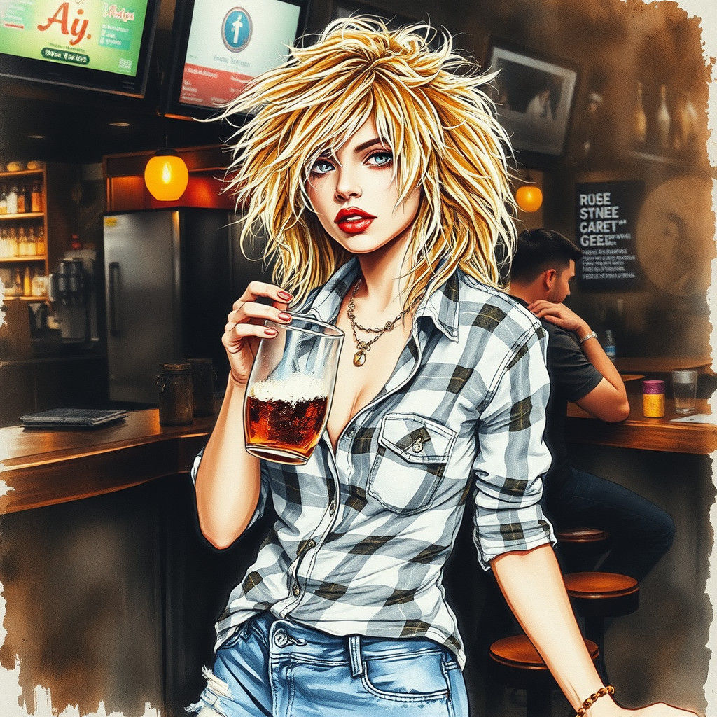 pretty woman, frayed and disheveled hair.messy hair, blond  ...