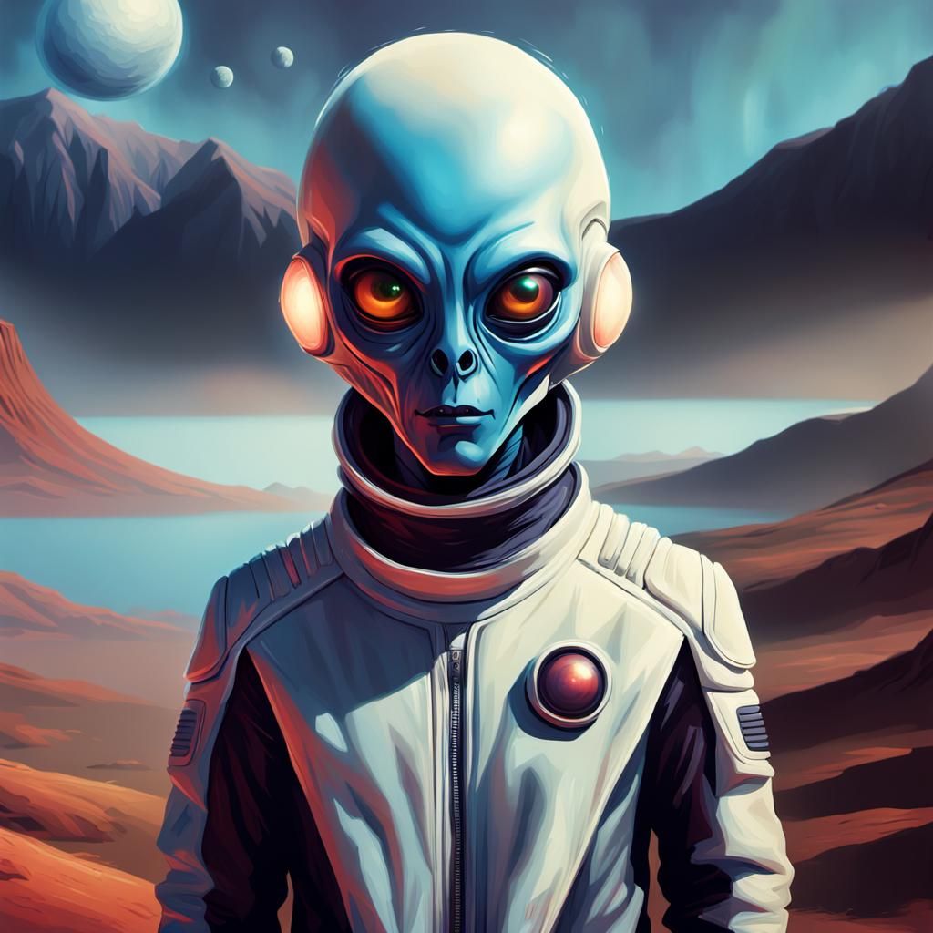 Hyperrealistic Alien Concept Art with Glowing Eyes