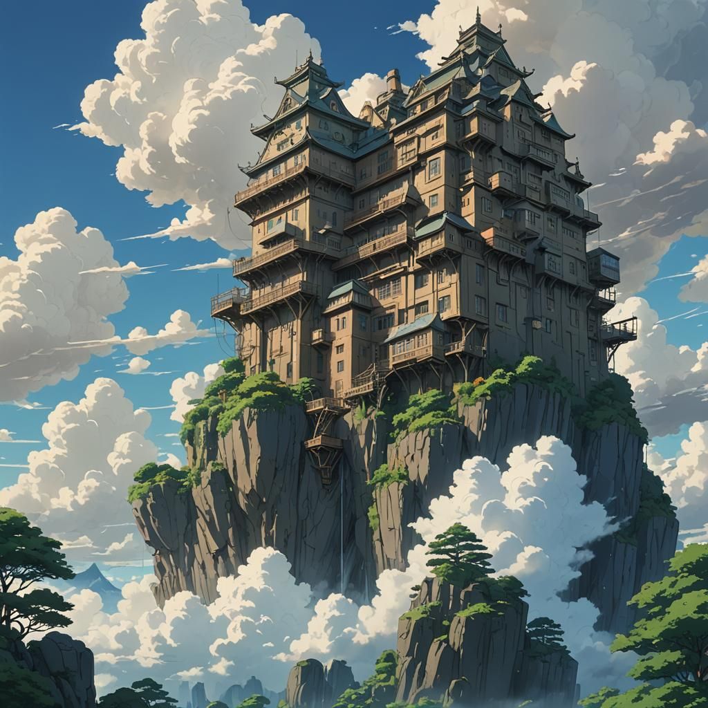 Towering Skyscraper in Anime Style