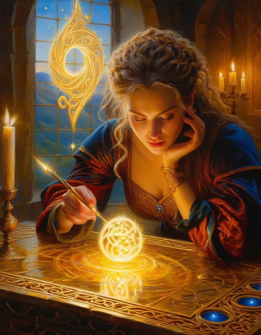 Working on an enchanting orb 