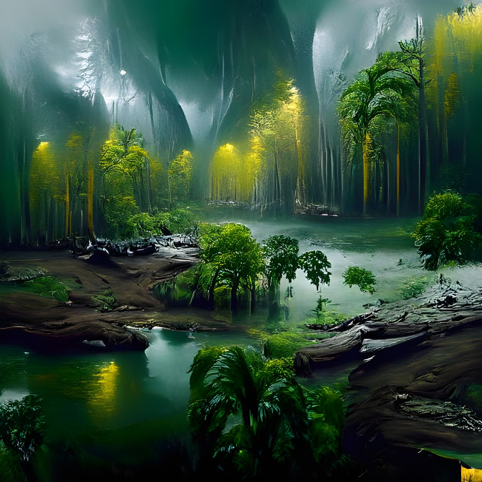 magical forest in a cave
