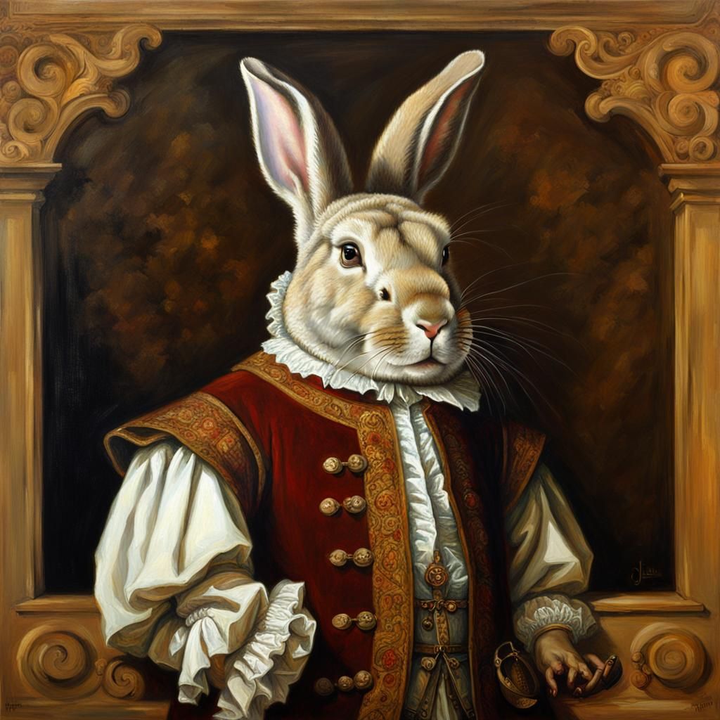 Rabbit in renaissance clothing