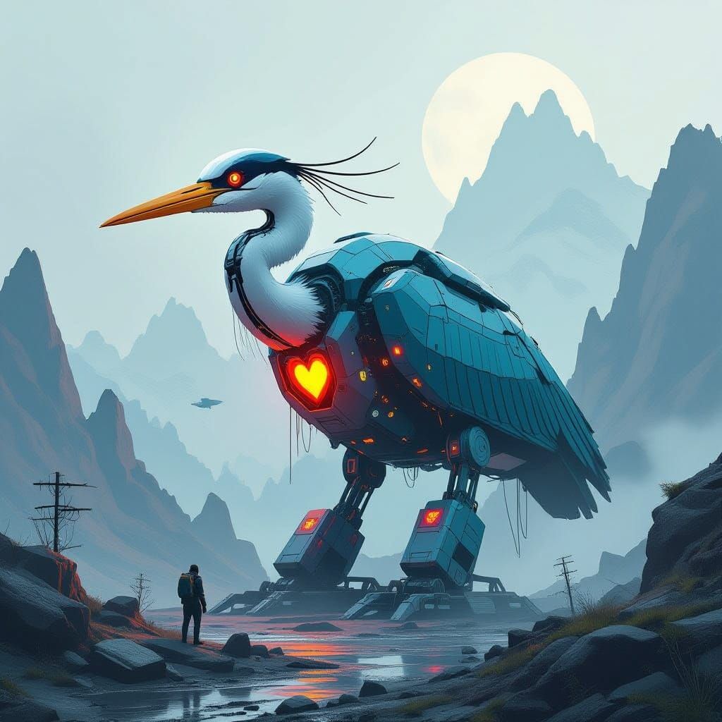 Scifi cyber heron