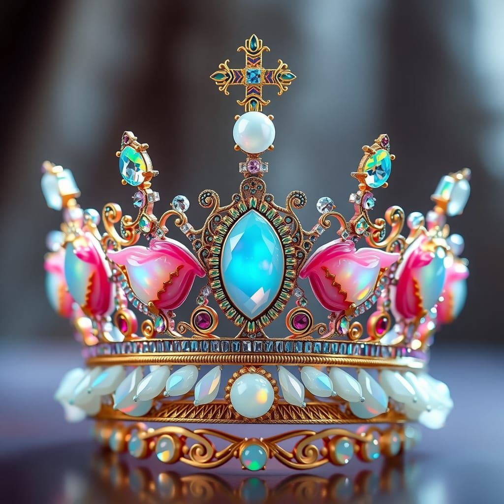 Majestic Rainbow Crown in Opalescent Beauty