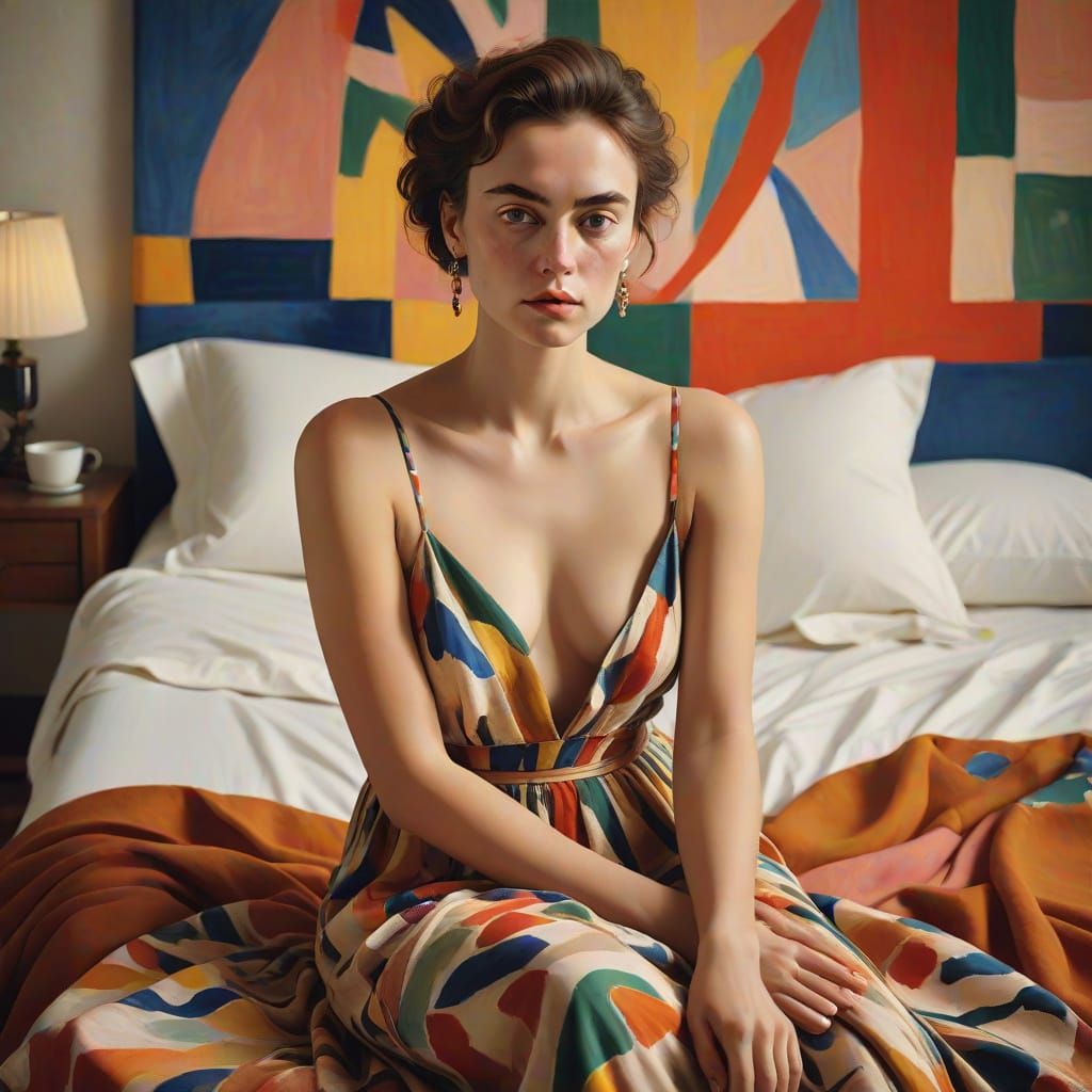 Woman in Fauvist Portrait with Soft Focus and Expressive Bru...
