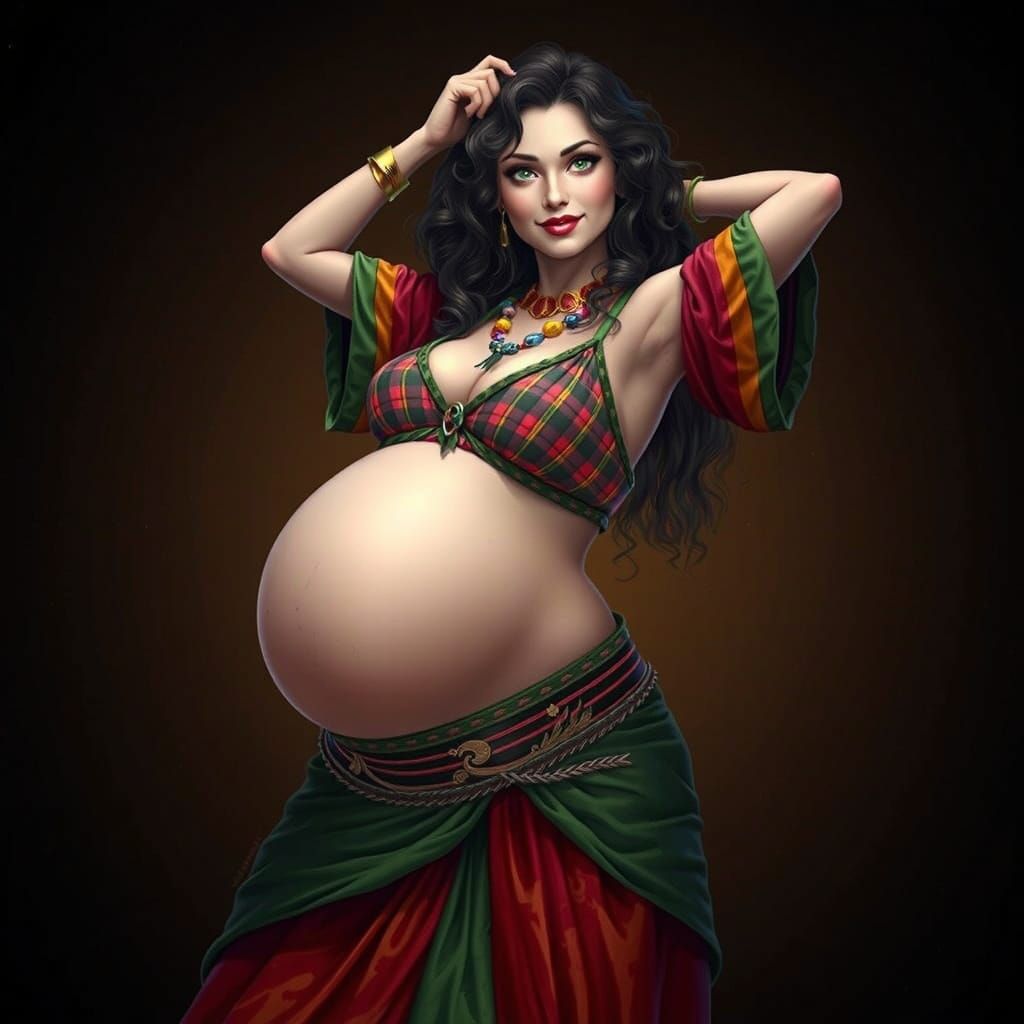 Romantic Gypsy Dancer in Colorful Silks
