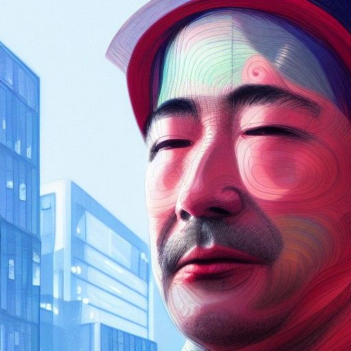 Satoshi Nakamoto portrait in a city park 8k resolution Moebi...