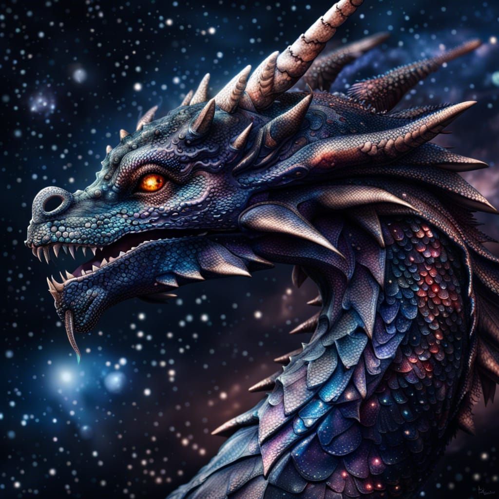 A galaxy dragon covered with starry scales. - AI Generated Artwork ...