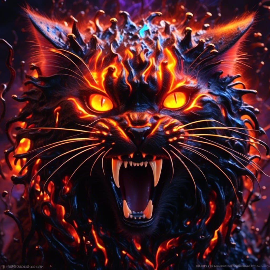 Angry lava cat