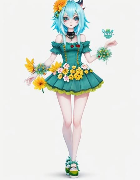 Light hot girl style Flower theme monster character(cute art...
