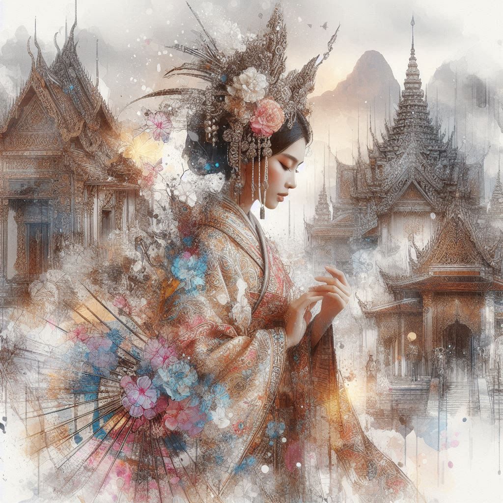 double exposure beautiful fantasy DALL-E 3 portrait landscape..